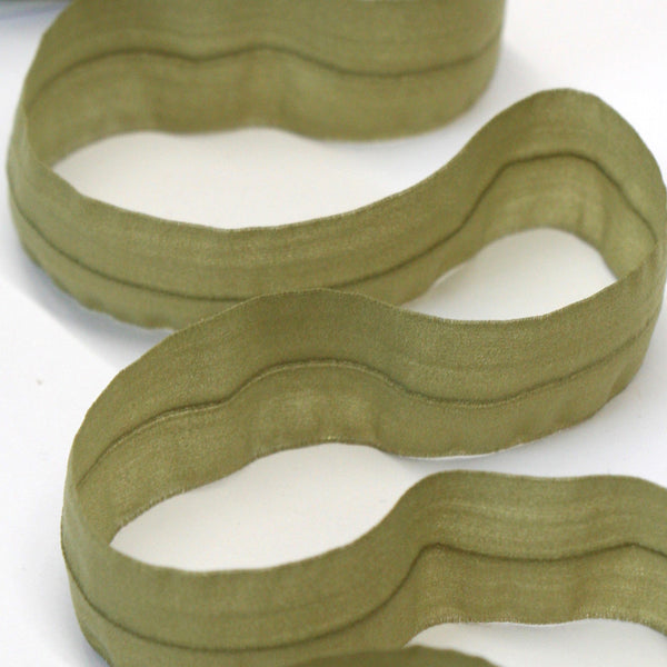 24mm Mousseline Fold Over Elastic - Olive Green