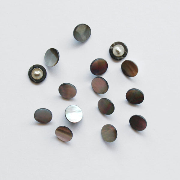 Mother Of Pearl Shank Button - Smoke Grey - 13mm