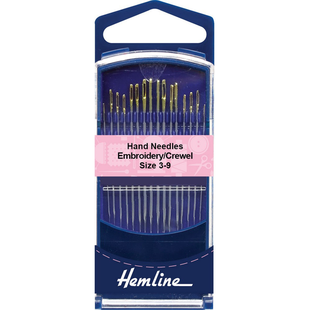 Hemline Hand Sewing Needles: Embroidery/Crewel: Size 3-9 Hemline Hand Sewing Needles: Embroidery/Crewel: Size 3-9
