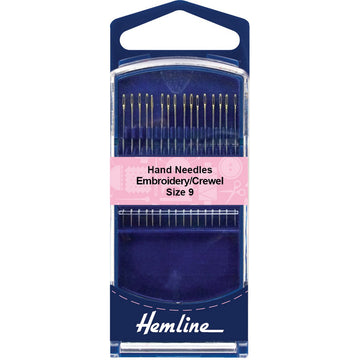 Hemline - Hand Sewing Needles (Embroidery/Crewel Size 9)