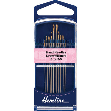 Hemline - Hand Sewing Needles (Straw/Milliners Size 3-9)