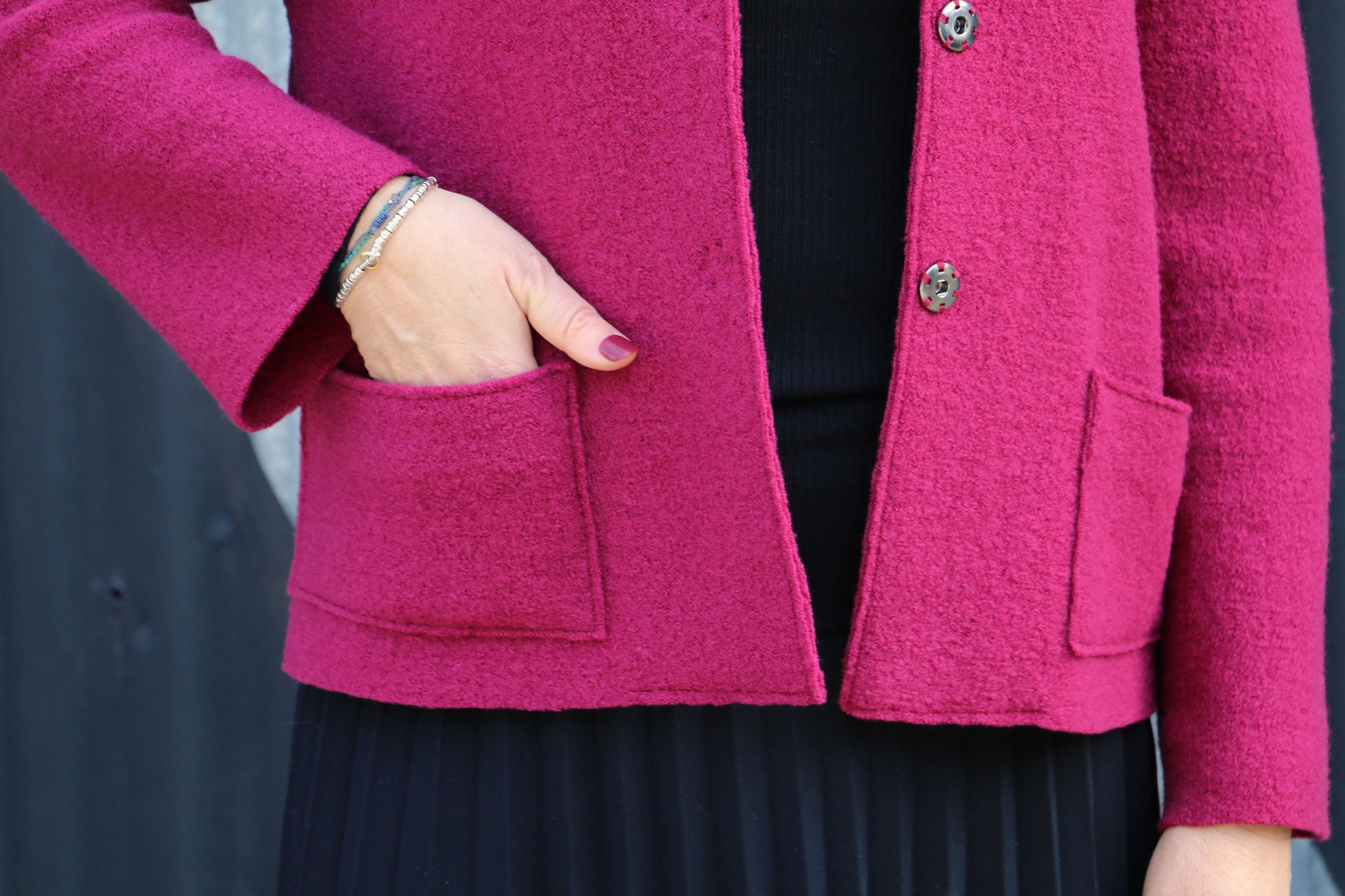 Pink boiled wool jacket online