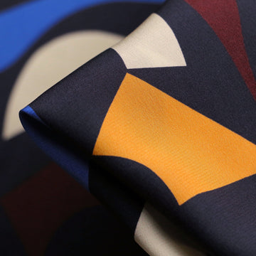 Remnant of Chirico Blu Silk Crepe De Chine