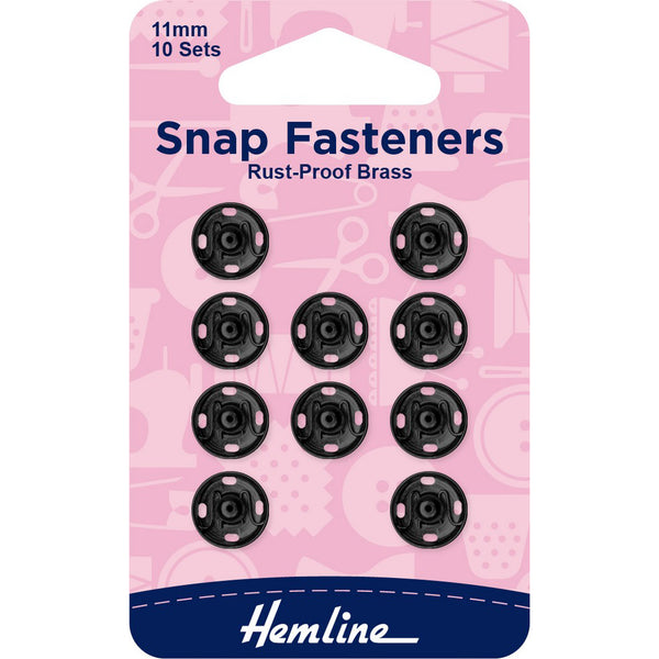 Hemline -  Snap Fasteners (Black) - 11mm
