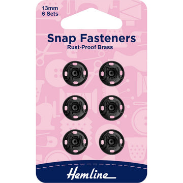 Hemline -  Snap Fasteners (Black) - 13mm