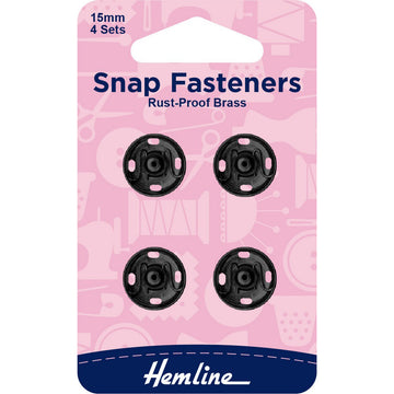 Hemline -  Snap Fasteners (Black) - 15mm