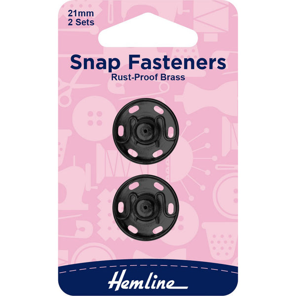 Hemline -  Snap Fasteners (Black) - 21mm