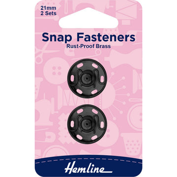 Hemline -  Snap Fasteners (Black) - 21mm