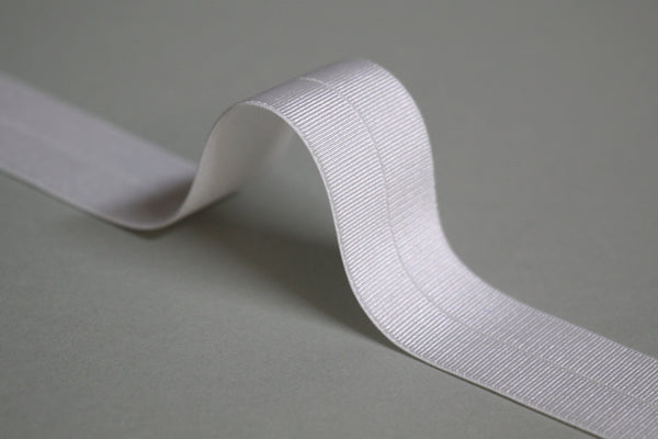 24mm Stretch Fold-Over Binding - White