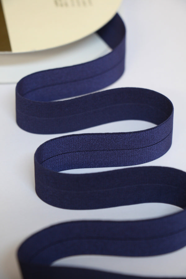 24mm Stretch Fold-Over Binding - Navy