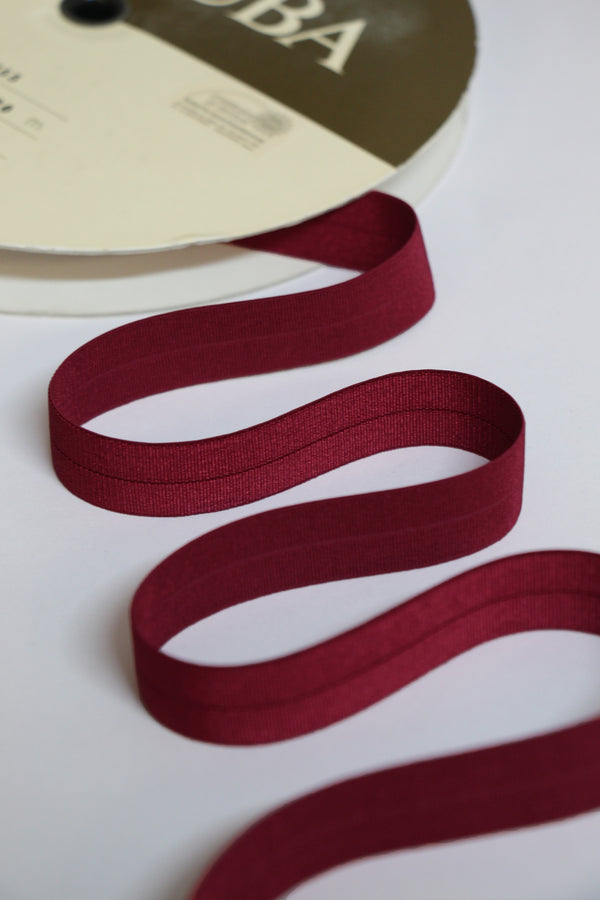 18mm Stretch Fold-Over Binding - Wine Red