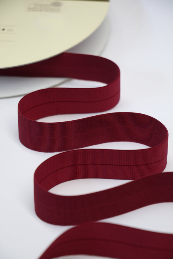 24mm Stretch Fold-Over Binding - Wine Red