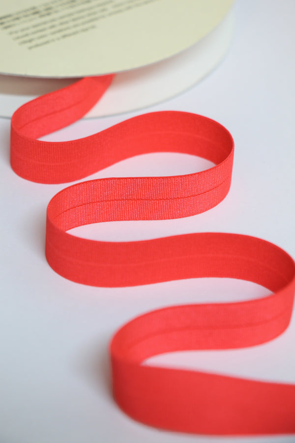 18mm Stretch Fold-Over Binding - Coral