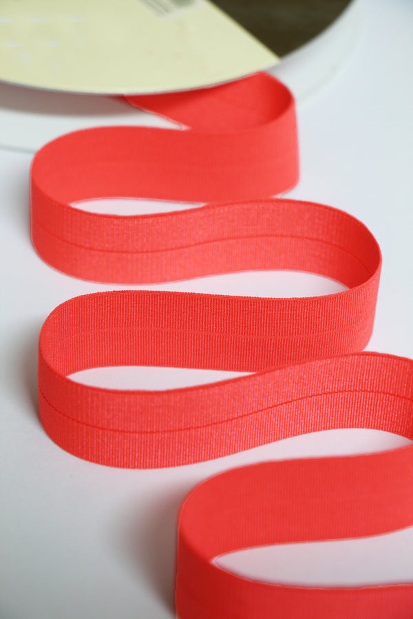 24mm Stretch Fold-Over Binding - Coral