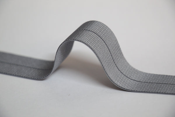 24mm Stretch Fold-Over Binding - Silver Grey