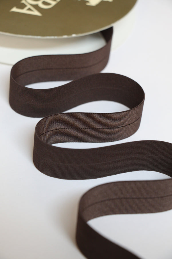24mm Stretch Fold-Over Binding - Chocolate Brown