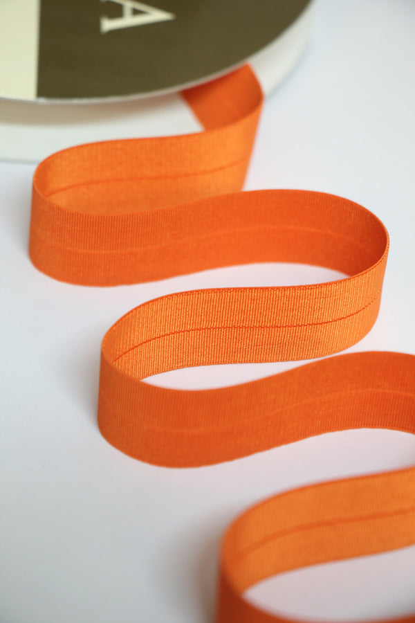 24mm Stretch Fold-Over Binding - Orange