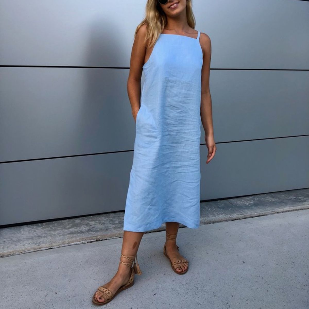 casual light blue long sleeve dress Light blue long sleeve polo main image 1