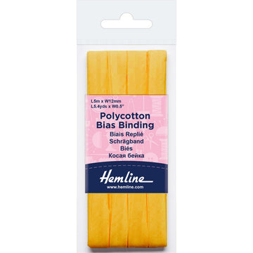 Hemline  Polycotton Bias Binding - Gold 12MM X 5M