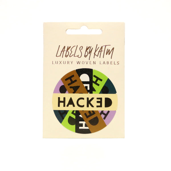 KATM Woven Labels - "Hacked" - printed cotton labels 10 Pack