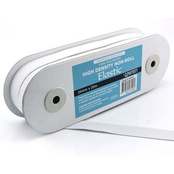 High Density Non-Roll Elastic (25mm) - White