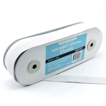 High Density Non-Roll Elastic (32mm) - White