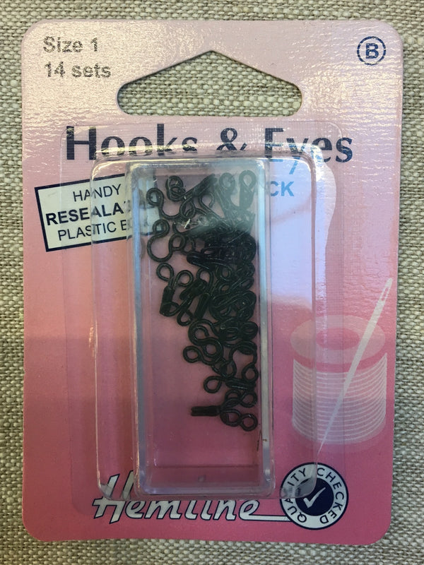 Hooks and Eyes - Size 1 (Black)
