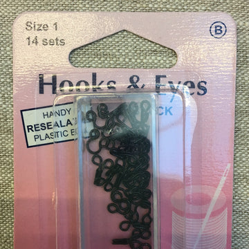 Hooks and Eyes - Size 1 (Black)