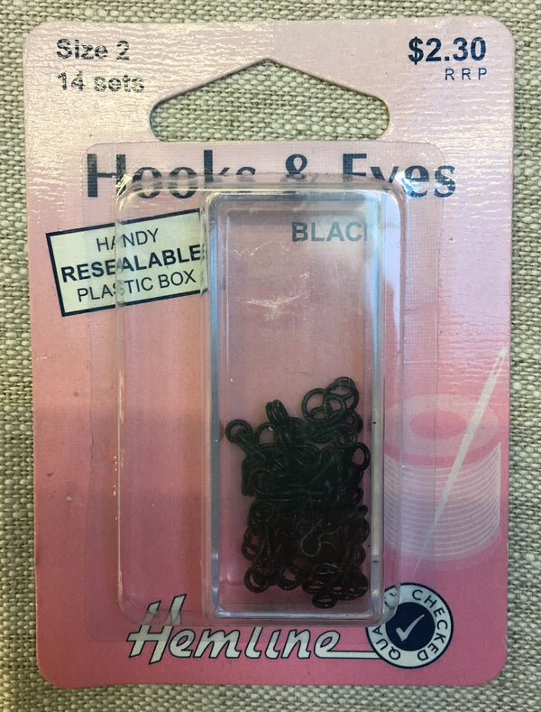 Hooks and Eyes - Size 2 (Black)