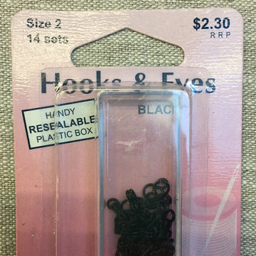 Hooks and Eyes - Size 2 (Black)