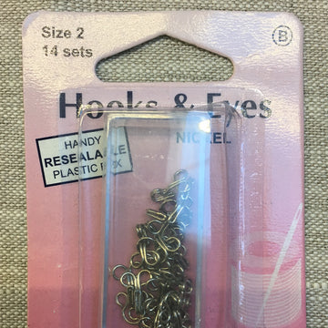 Hooks and Eyes - Size 2 - Nickle  Available in sizes 0, 1, 2, 3