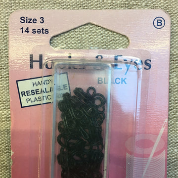 Hooks and Eyes - Size 3 (Black)
