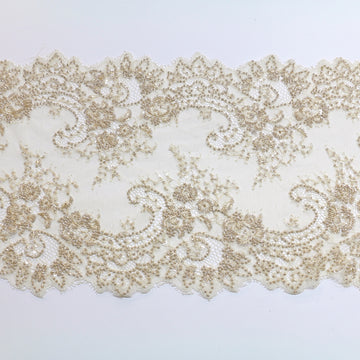 Lea Beaded Champagne - Lace Trim - 32cm