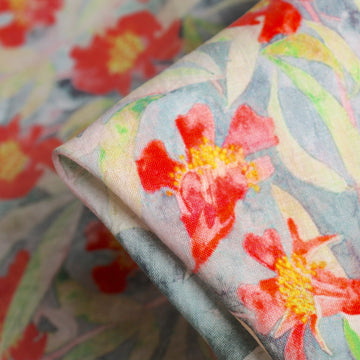 Eucalyptus In Bloom Washed Printed Linen