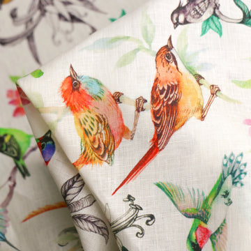 Morning Dance Natural Printed Linen