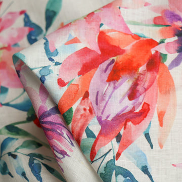 Peachy Proteas Printed Linen