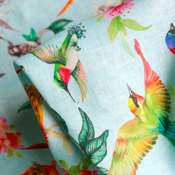 Morning Dance Blue Printed Linen