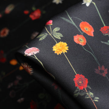 Gems On Jet Silk Satin