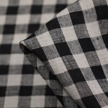 Mina Check Black Washed Linen
