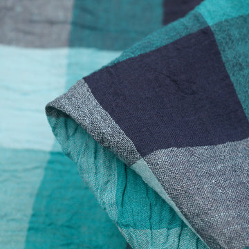 Marine Check Crinkle Linen