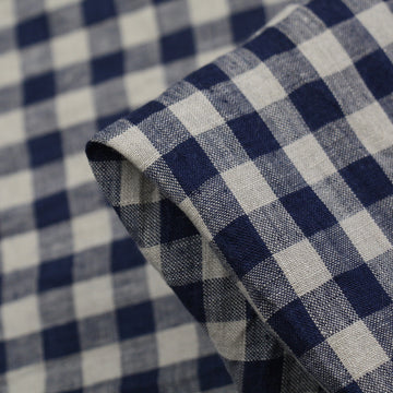 Mina Check Navy Washed Linen