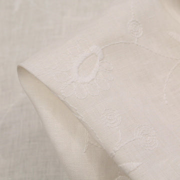 Off White Embroidered Linen
