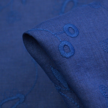 Cobalt Blue Embroidered Linen