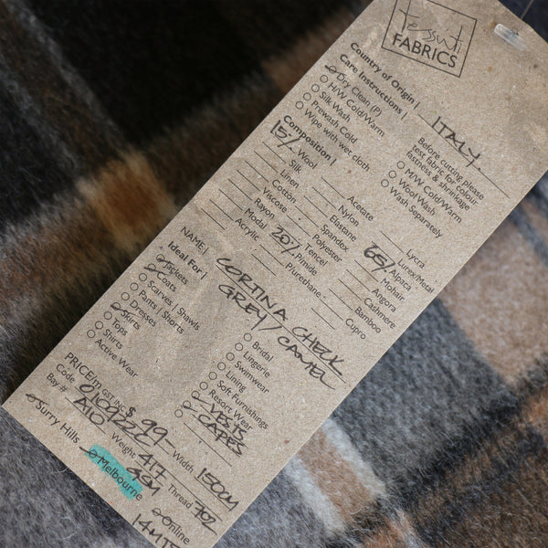 Cortina Check Grey/Camel Coating