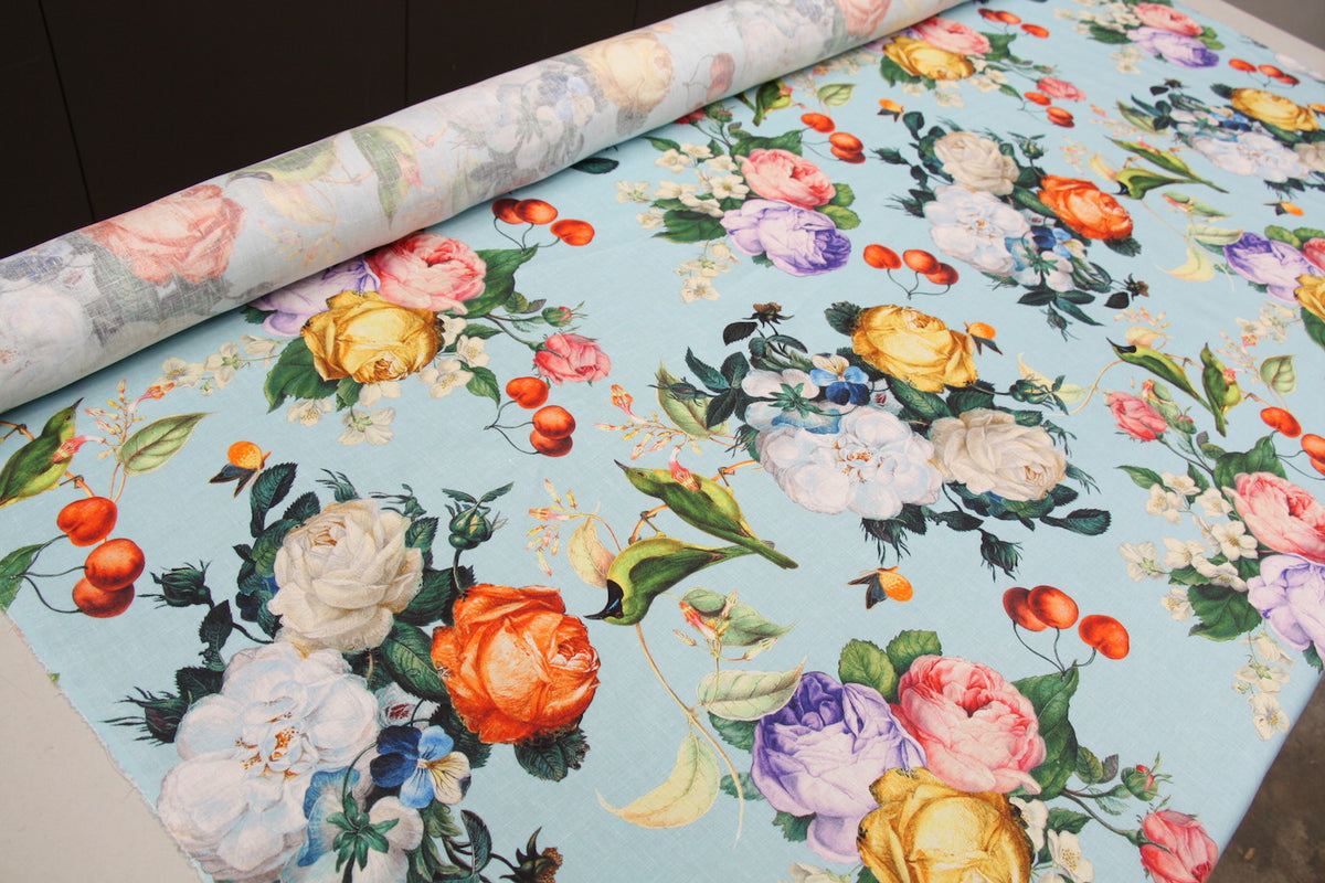 Paradiso Blue Printed Linen