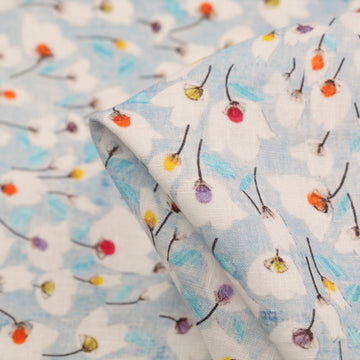 On Blue Fields Washed Printed Linen