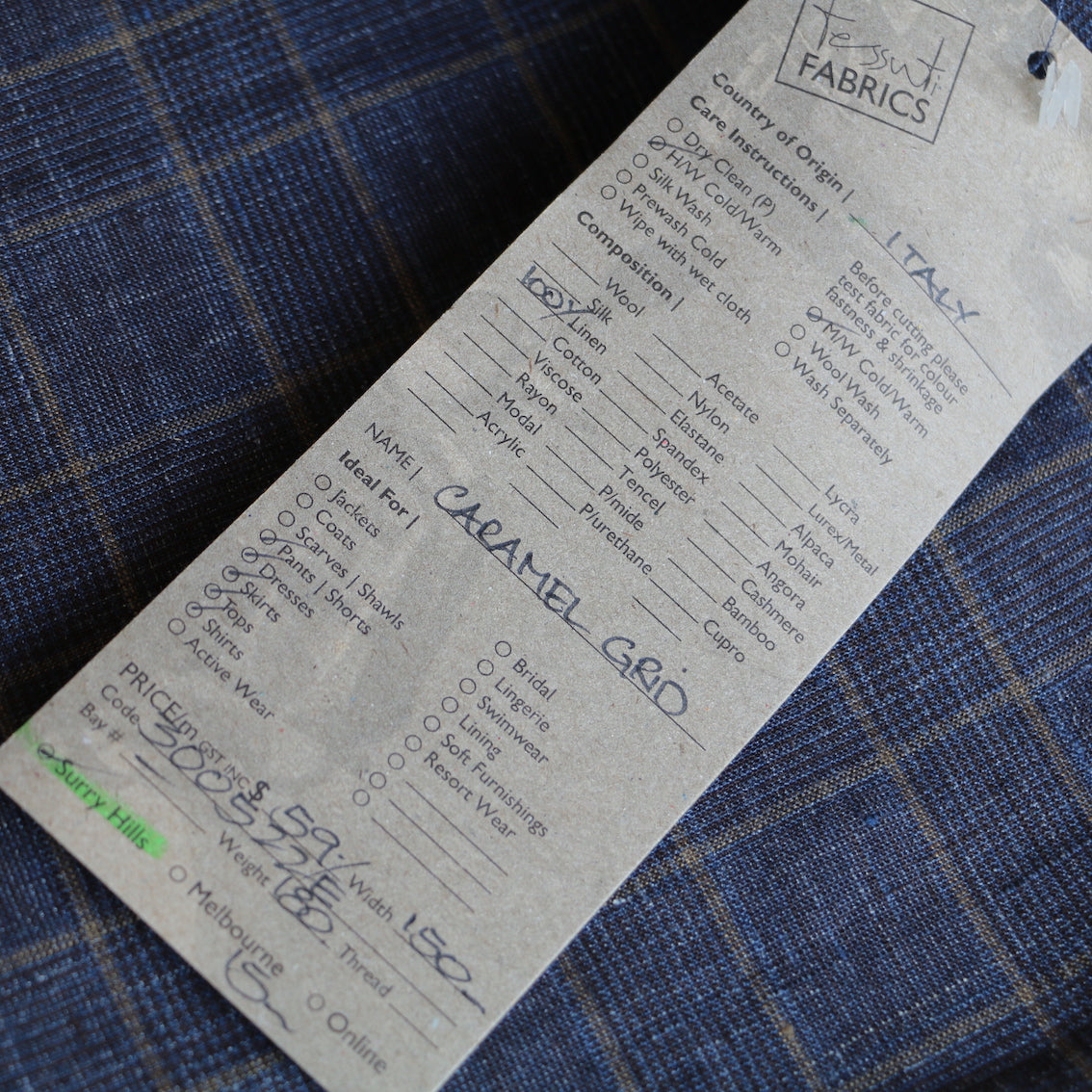 Caramel Grid Linen Check