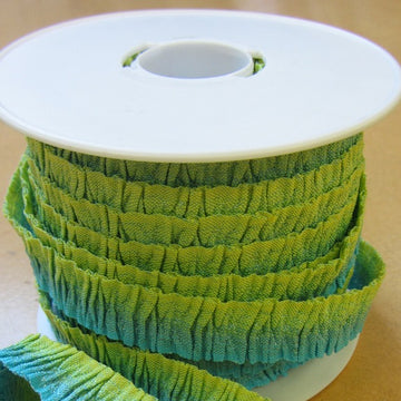 Crepon Gathered Trim - Aqua/Green