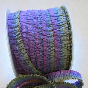 Crepon Gathered Trim - Purple/Khaki