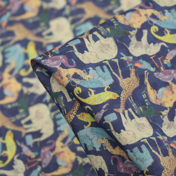 Queue For The Zoo Blue - Liberty Tana Lawn
